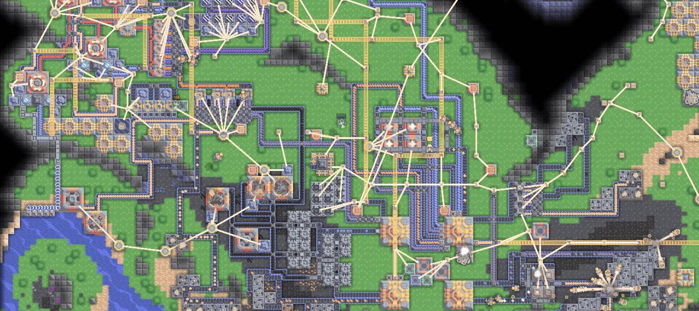 A peaceful Mindustry game with various end-game factories.